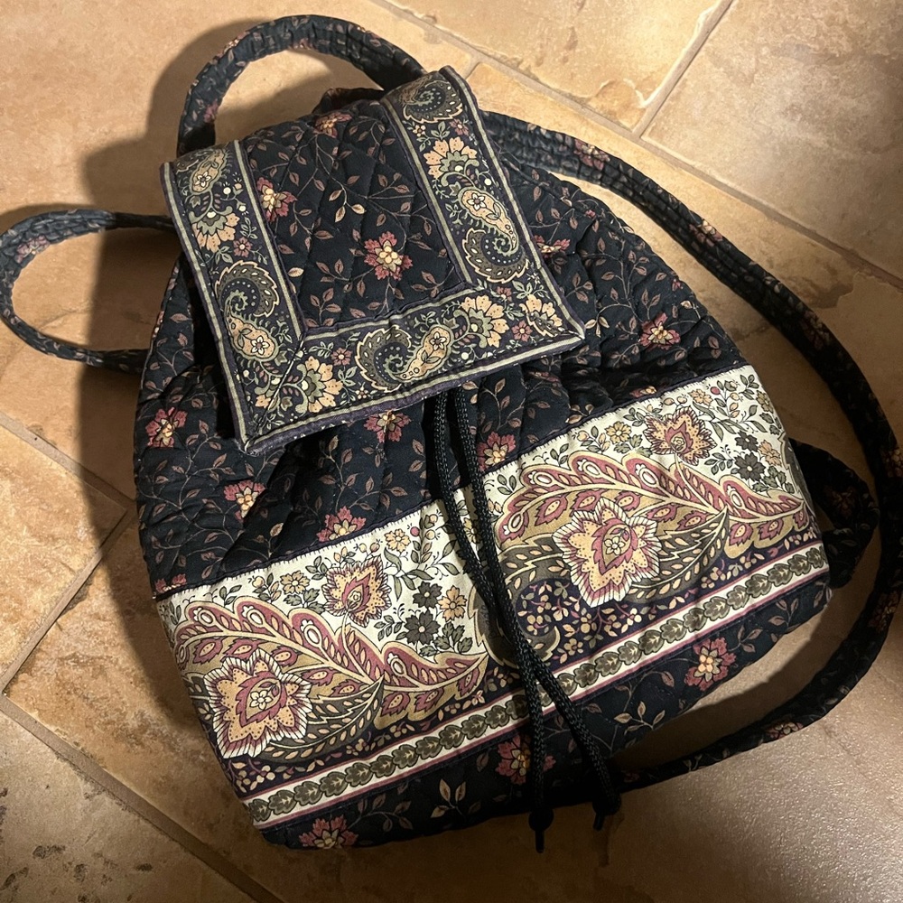Vera Bradley classic backpack in Black Walnut pattern.